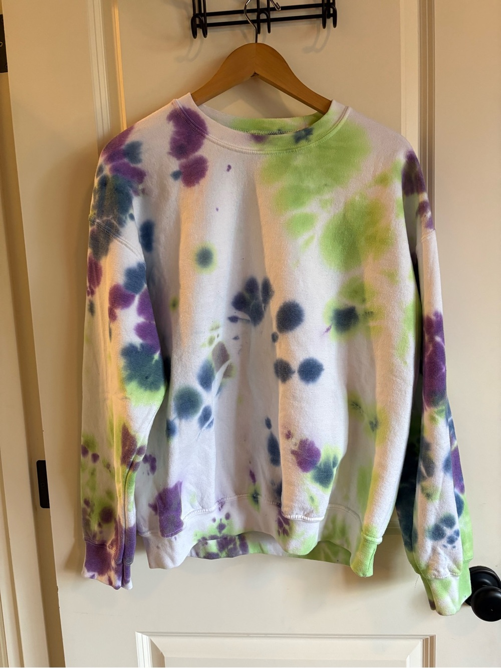 Tie-Dye Crewneck Sweatshirt - Purple, Green & Blue